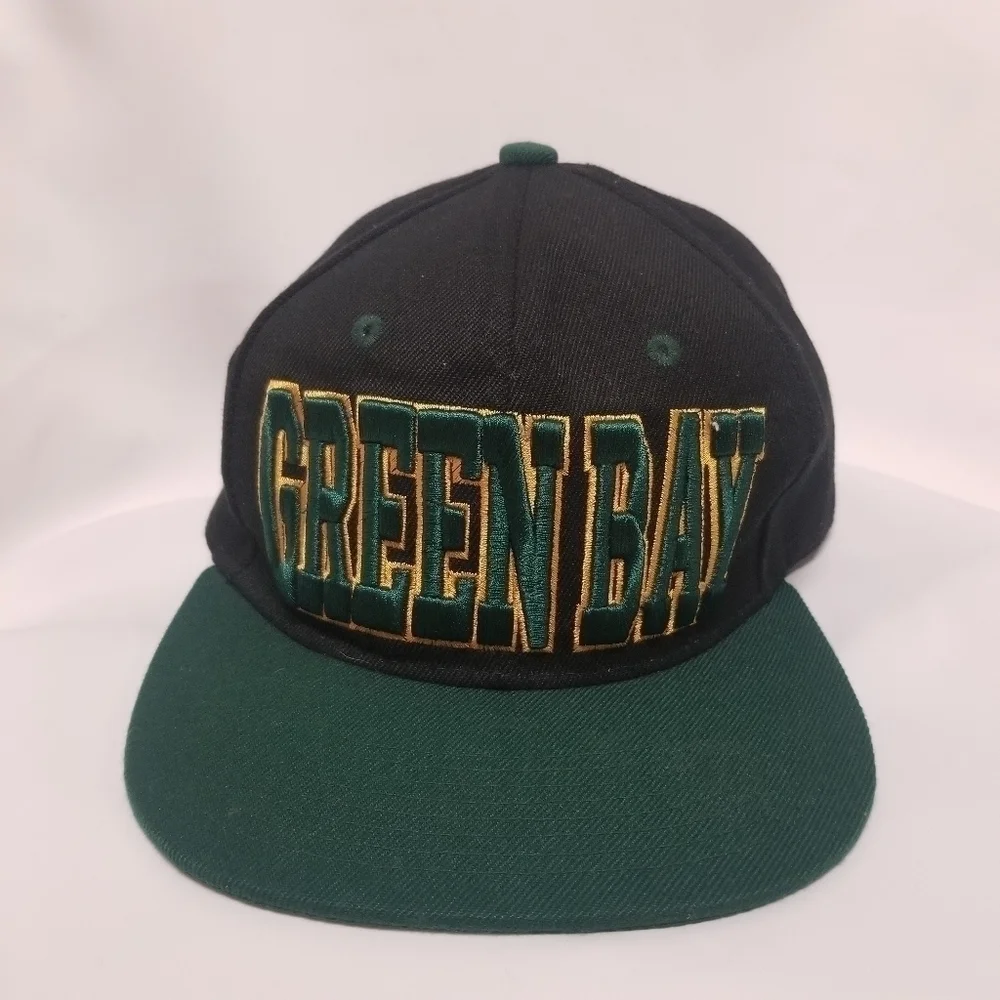 Vintage Green Bay‎ Packers NFL Snap Back Trucker Hat Flat Bill Brim